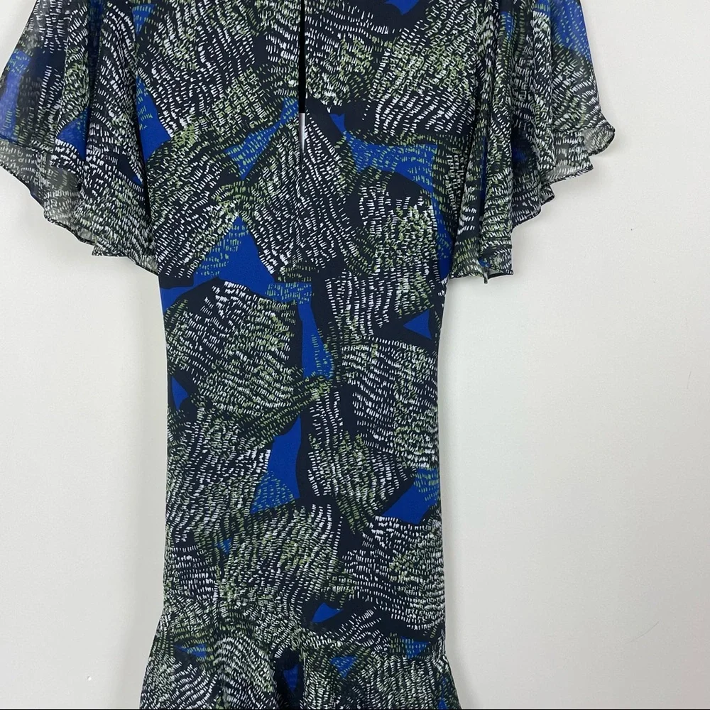 REISS Sophie Chiffon Mini Dress Green Jungle Print Green Size 0 - Picture 9 of 12